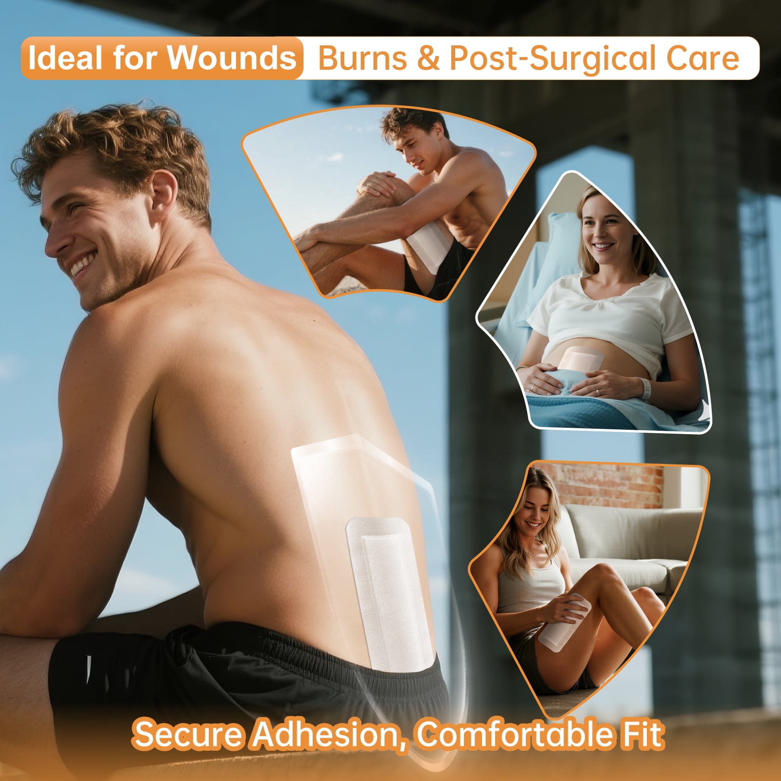 [4''x10''-25count] Carbou Island Dressing Bordered Gauze Pads,Highly Absorbent Adhesive Wound Dressing for Wound Care