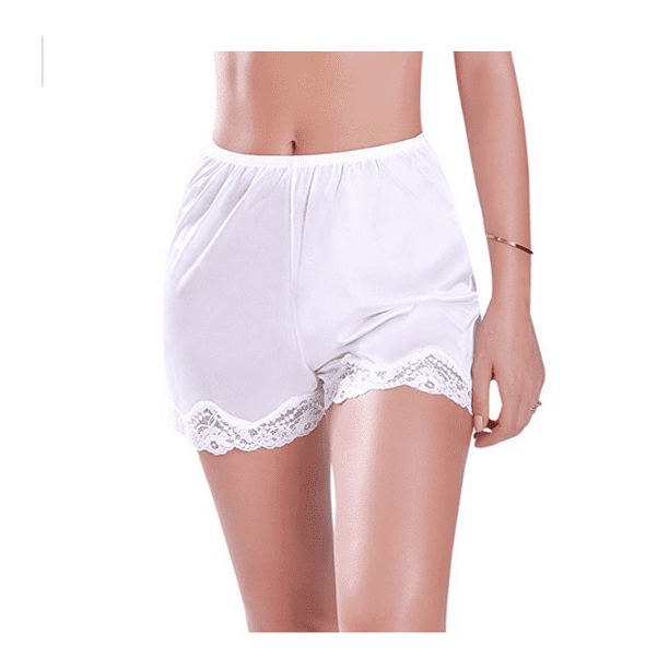 MISOWMNJOY MISOWMNJOY Women Lace Slips Ice Silk Short Pants Under Pettipants Loose Satin
