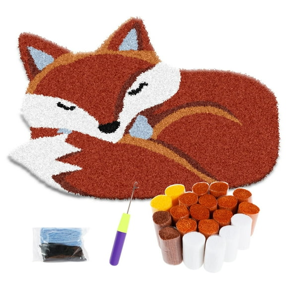 Latch Hook Rug Kit DIY Latch Hook Kit Fox Pattern Latch Hook Rug Practical Hook Rug Kits for Kids Adults Handmade Lovers Beginners