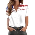 thumbnail image 5 of Mifsaly Short Sleeve Button Down Shirts for Women Lapel Collar V Neck Blouses Patriotic Hearts American Flag Print Independence Day Tops 2026 S, 5 of 6