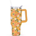 thumbnail image 2 of 40oz Yellow Lemon Pattern Stainless Steel Flip Straw Tumbler Spill Proof Travel Cup Double Wall Vacuum Insulated Coffee Mug with Top Handle, 2 of 6
