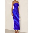 thumbnail image 3 of Vestido largo PRETTYGARDEN para mujer, ajustado sin tirantes, azul L, 3 of 9