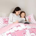thumbnail image 4 of Feelyou Bow Letter U Bedding Comforter Set 7pcs, Pink Princess King Bedding Sets, 4 of 7