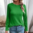thumbnail image 6 of MELDVDIB Womens Sweater Knit Fall Winter Solid Color Long Sleeve Loose Pullover Tops Trendy Casual Stretch Comfy Crewneck Lounge Outfit Army Green 2XL, 6 of 8