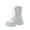 A White, variant on HAOTAGS Mid Calf Boots for Women, Round Toe Thick Heel Casual Lace Up Boots Brown 5.5