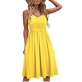 thumbnail image 2 of Aoochasliy Summer Dresses for Women Seaside Sling Sleeveless V-Neck Solid Color Casual Dress Summer!, 2 of 7