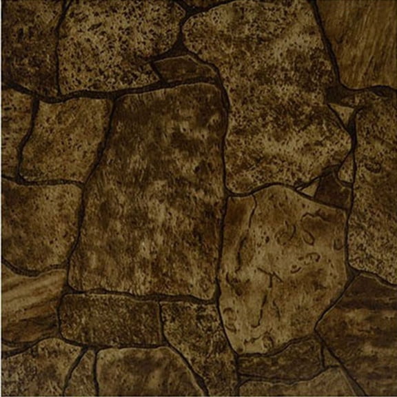 PowerSellerUSA Vinyl Self Adhesive Floor Tiles, 12x12 inches with 1.2 mm Thick 40-Pieces Contemporary Design Peel and Stick Floor Tile Stickers, Square Flooring Tiles for Kitchen, Brown Stones