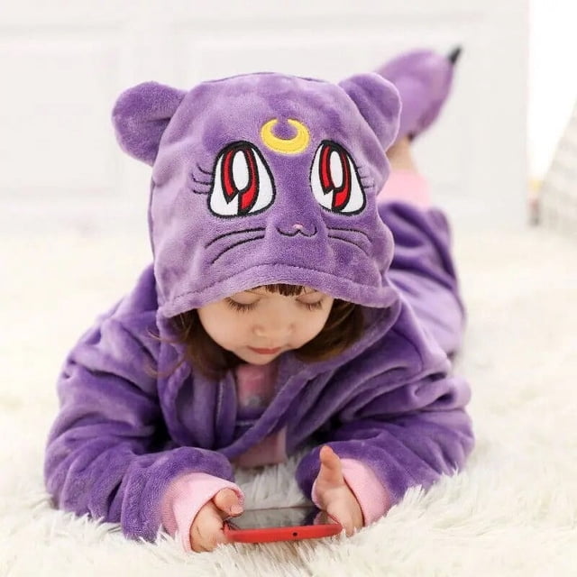 Kigurumi-pijamas de animales para niños y niñas, ropa de dormir de invierno para niños de 4, 6, 8, 10 y 12 años, disfraz de unicornio y gato