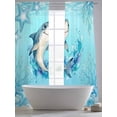 thumbnail image 5 of Summer Marine Life Sheer Curtains 2 Panels Set Cartoon Sharks Watercolor Blue Starfish Corals Sheer Window Curtains Light Filtering Rod Pocket Voile Drapes for Bedroom Living Room 52"X108", 5 of 9