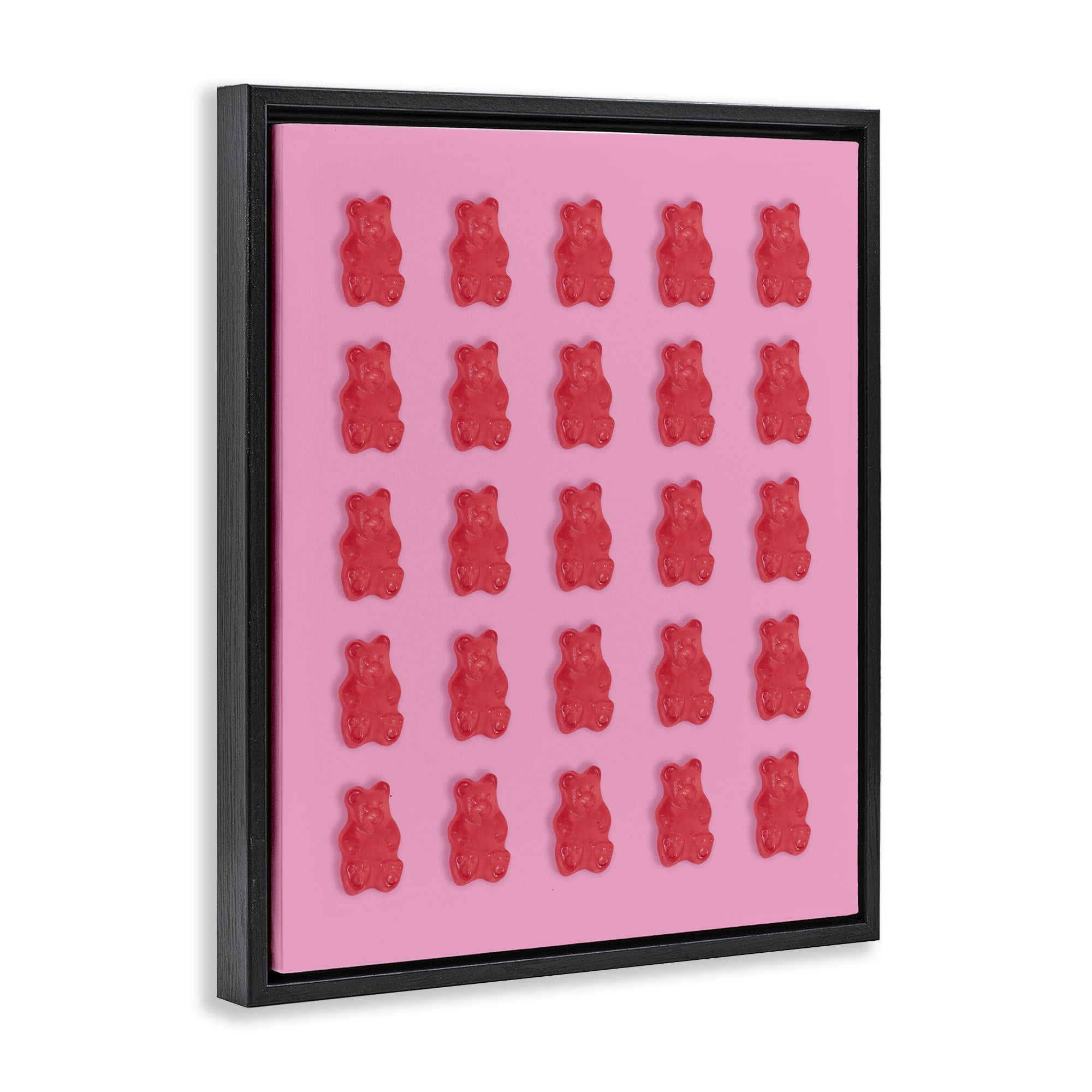 Stupell Industries Red Gummy Bears on Pink Black Framed Floater Canvas Wall Art, design by LISH Creative