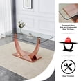 thumbnail image 4 of Sumdeal 63" Glass Dining Table for 4-6 people,Modern Dining Room Table for 4, Kitchen Table for 6, Dinner Table with Rectangle Tempered Glass Top and Chrome Rose Gold Base, 4 of 9
