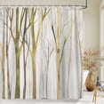 thumbnail image 3 of Brown Blue Tree Fabric Shower Curtain, Art Style Abstract Birch Forest Rustic Wood Polyester Fabric Waterproof Bath Curtain, Farmhouse Bathroom Shower Curtains with Hooks 60X72 inch, 3 of 7