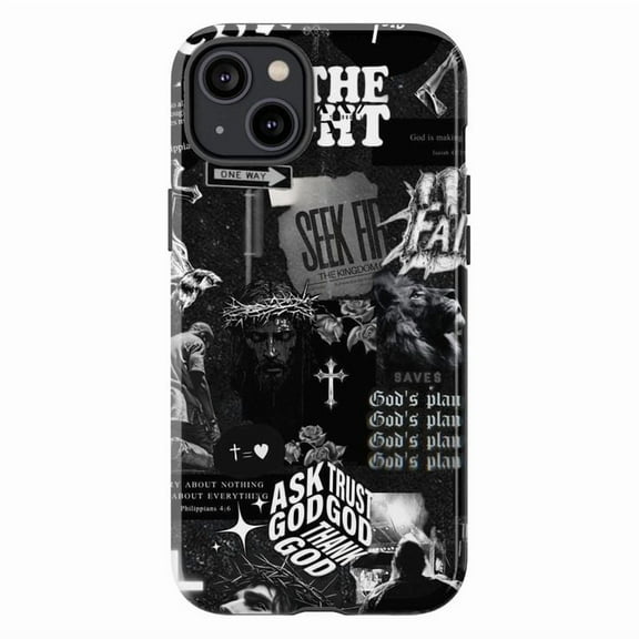 Inspirational Faith Collage Phone Case, Grunge Religious Quote Cover for iPhone 17 16 15 14 13 12 11 Series