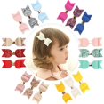 thumbnail image 5 of Juego de pinzas para el cabello con lazo grande de piel sintética y purpurina para niña, horquillas multicolores para Tod, 5 of 5