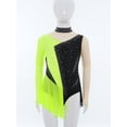 thumbnail image 3 of TSSOE Figure Ice Skating Dress for Girls Long Sleeve Skirted Leotard Sparkly Ballet Dance Dress for Performance Fluorescent Yellow 12, 3 of 7