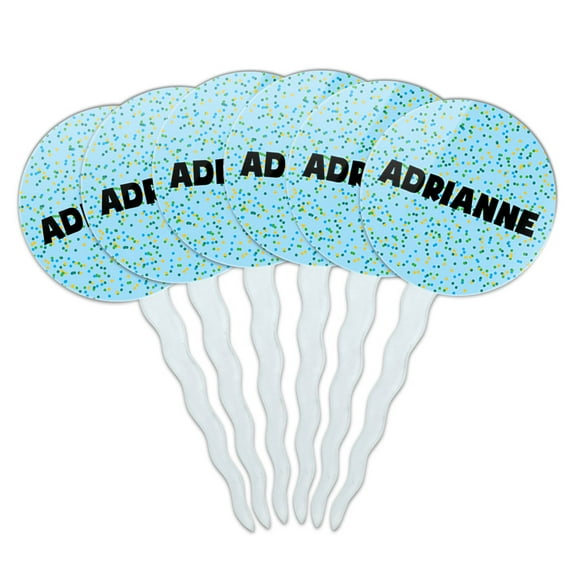 Adrianne Cupcake Picks Toppers - Set of 6 - Blue Speckles