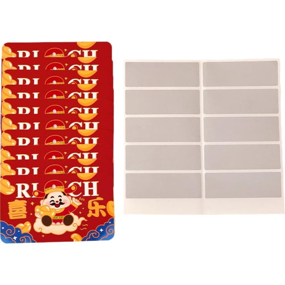 Lttoisl Scratch-Off Cards, 10-Pack Red with Gold Foil, Scratch to Reveal Prizes or Messages for Parties and Promotions