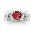 thumbnail image 2 of 3.06 ct Brilliant Round Cut Natural Garnet 18K White Gold Solitaire with Accents Engagement Bridal Wedding Ring Band Set size 8.25, 2 of 7