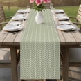 thumbnail image 4 of Sage Green Geometric Table Runner - 60 Inch Long Minimalism Solid Color Striped Lines Cotton and Linen Blended Dress Scarves Farmhouse Table Runner for Kitchen Dining, Coffee Table, 13" x 60", 4 of 8
