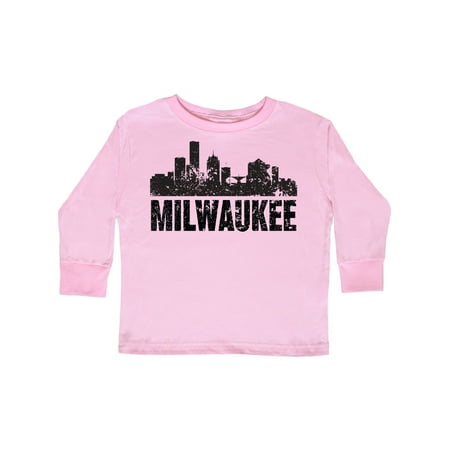 

Inktastic Milwaukee Skyline Grunge Gift Toddler Boy or Toddler Girl Long Sleeve T-Shirt