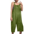 thumbnail image 2 of Summer Loose Fit Solid Color Overalls,Women Casual Overalls Pocket Adjustable Straps Mid Length Pants Jumpsuit, 2 of 4