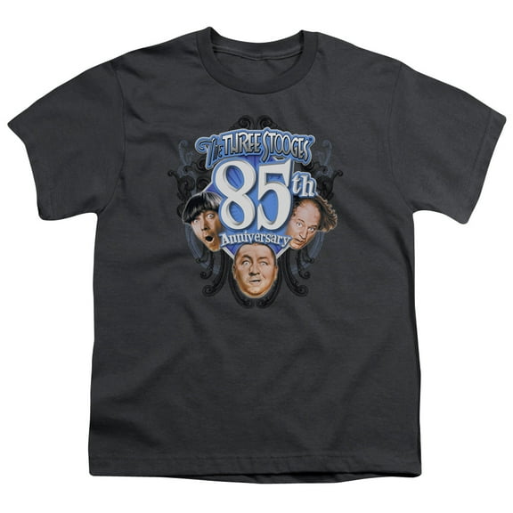 Three Stooges 85Th Anniversary 2 S/S Youth 18/1 T-Shirt Charcoal