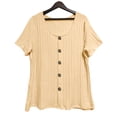 thumbnail image 4 of Ltctricy Women's Tunic Tops Plus Size Short Sleeve Scoop Neck Button Front Ribbed Knit T Shirts Loose Casual Tee Blouses, 4 of 5