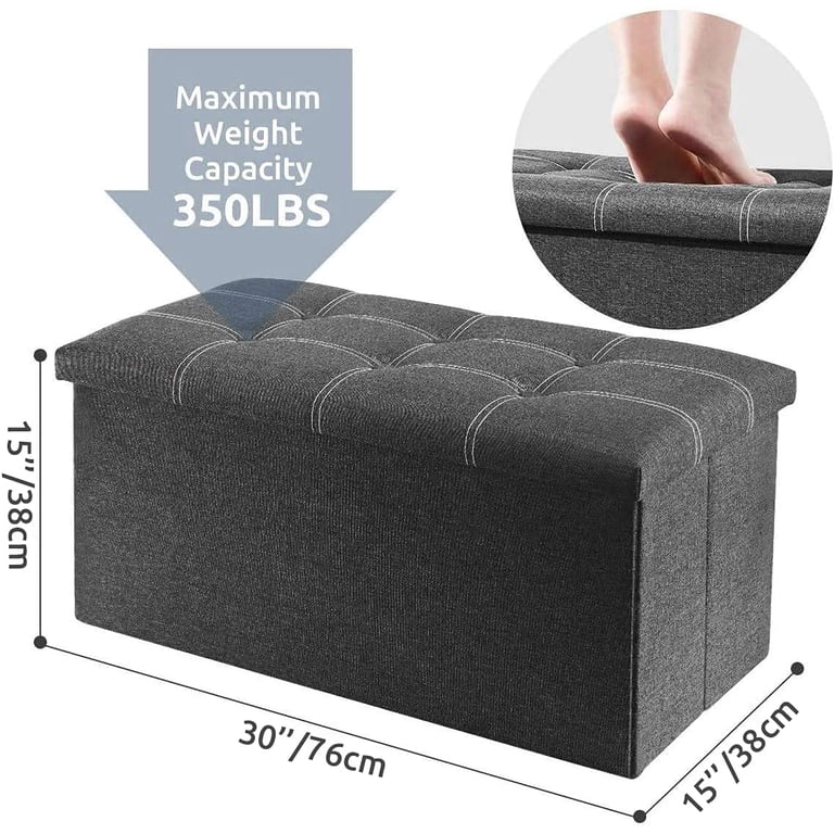 Cshidworld 30" Linen Storage Ottoman Bench in Gray photo 7
