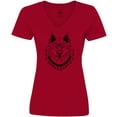 thumbnail image 3 of Inktastic Tribal Wolf Head Women's V-Neck T-Shirt, 3 of 5