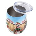 thumbnail image 3 of Merry Christmas Woofmas Xmas Noel Bulldog Elf Candy Cane Snow 12oz Stainless Steel Wine Tumbler Insulated Cup with Lid Dog Lover Gifts Idea - 13017, 3 of 5