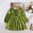 thumbnail image 7 of Ulitacool Christmas Girls Dress Long Sleeve Dresses Bowknot Hollow Out Dress Crewneck Flower Dress Fall Winter Sweet Clothes Green 9-12 Months, 7 of 7
