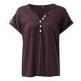thumbnail image 6 of BYHONG Women's Colored Cotton Short Sleeved T Shirt Women Tops 2024 Coffee M, 6 of 7