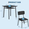 thumbnail image 3 of Garvee Small Dining Table Set for 2, 3-Piece Square Kitchen Table with 2 Upholstered Chairs, Black, 3 of 9