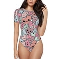 thumbnail image 2 of Picia Cartoon Hearts Womens One Piece Swimsuits Modest Tummy Control Bathing Suits Lace Up Slimming Swim Suit-XX-Large, 2 of 9