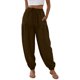 thumbnail image 5 of Pantalones de cintura elástica para las mujeres Color sólido empaquetado pies cordón longitud completa cónico Jogger bolsillos pantalones verde oliva mujeres, 5 of 6