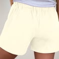 thumbnail image 7 of vigerkar Women's Cotton Linen Bermuda Shorts Drawstring Short Pants Casual Beach Shorts with Pockets for Summer Light Yellow, XXL, 7 of 7