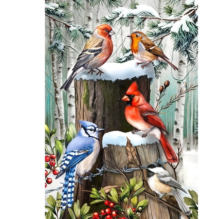 Briarwood Lane Winter Garden Flag 12x18 For Outdoor Winter Woodland Birds For Winter Garden Flag Flags For Outside