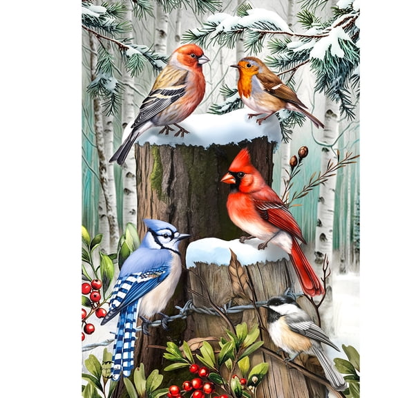 Briarwood Lane Winter Garden Flag 12x18 For Outdoor Winter Woodland Birds For Winter Garden Flag Flags For Outside