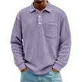 thumbnail image 2 of Mens Polo Shirts Long Sleeve Corduroy Lapel Collar Men Shirts Casual Comfort Button-Down Golf Shirt with Pocket, 4XL, 2 of 5