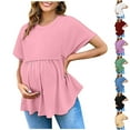 thumbnail image 1 of Camiseta sin mangas para mujer,Camisas de maternidad para mujer, túnica de manga corta con cuello redondo, mezcla de algodón y lino, blusa informal para primavera y verano, sopatenor, 1 of 9