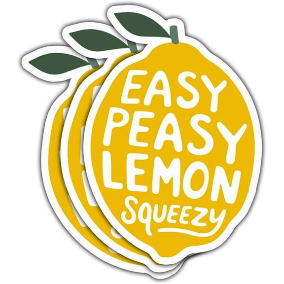 3 Pcs Easy Peasy Lemon Squeezy Sticker, Lemon Sticker, Lemons Squeeze Stickers for Cups - Vinyl Sticker 3 Inches for Water Bottles Laptop Phone Car Ski Helmet