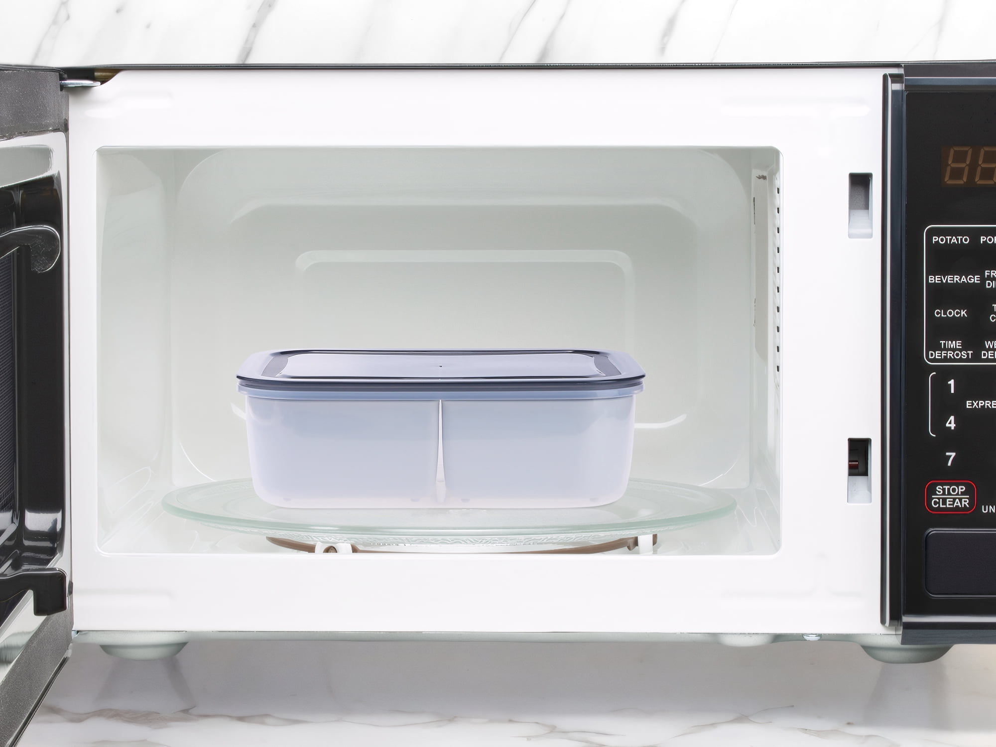 Unique Bargains Food Storage Containers Meal Prep 5 Packs 3 Grids-No Hollow
