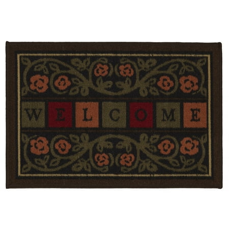 - Ottomanson Non-Slip Floral Welcome Indoor Doormat