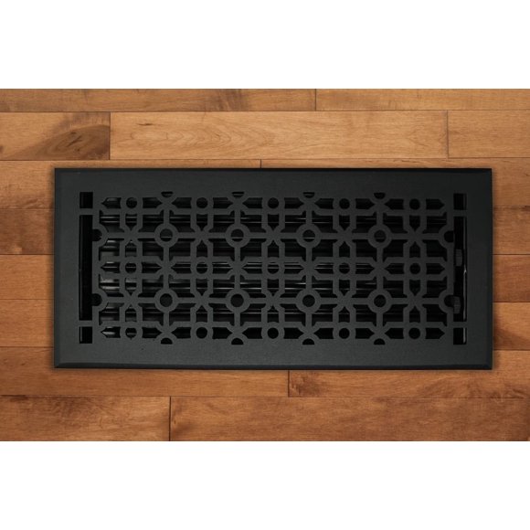 Madelyn Carter Contemporary Cathedral Style Vent Cover, Solid Cast Aluminum Interior, Controls Air Flow, 4 x 12 inches (Overall Face: 5.25 x 13.5 inches), Matte Black