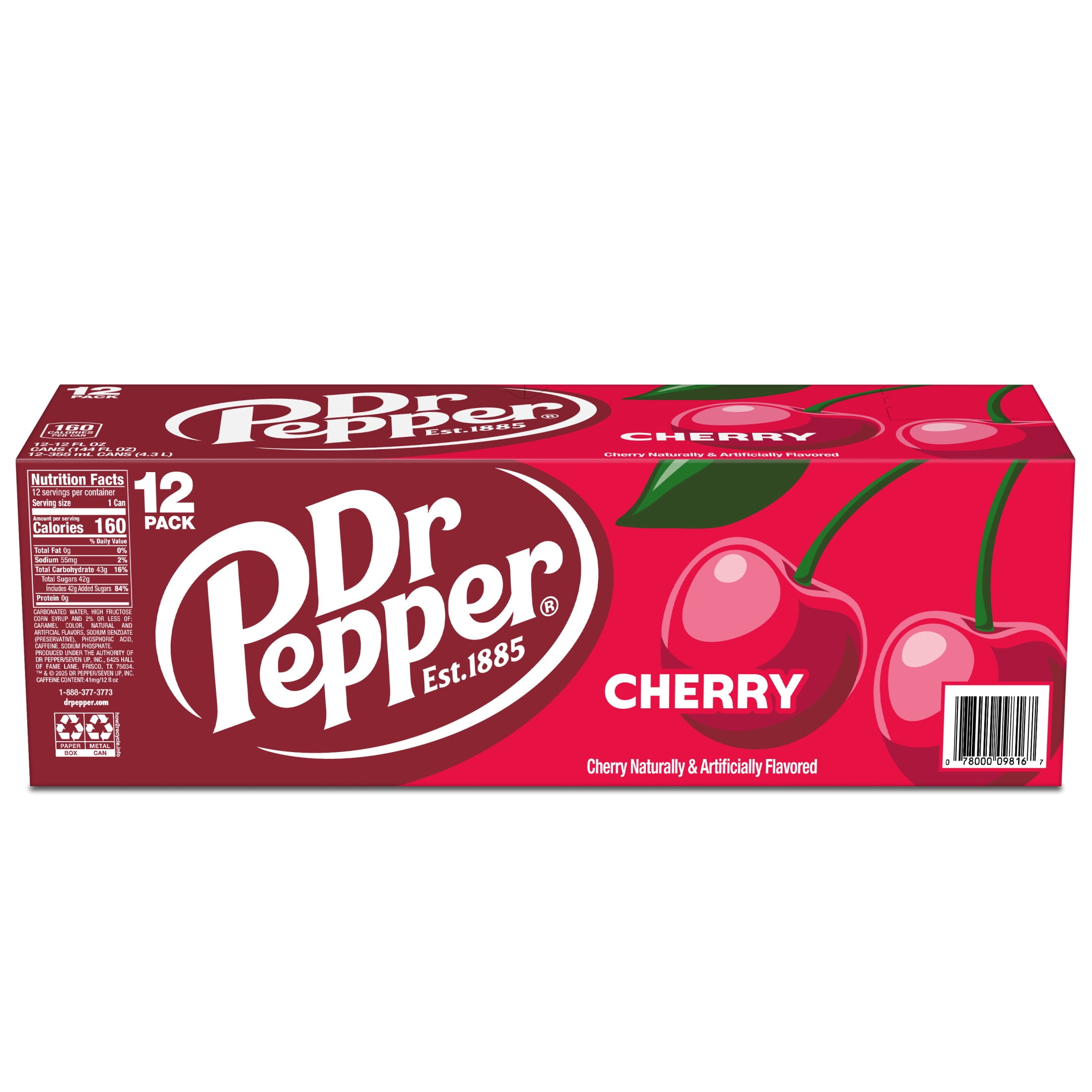 Dr Pepper Cherry Soda Pop, 12 fl oz, 12 Pack Cans
