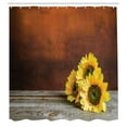 thumbnail image 2 of Ambesonne Vintage Shower Curtain, Sunflowers on Rustic Print, 69"Wx84"L, Chocolate Earth Yellow, 2 of 4