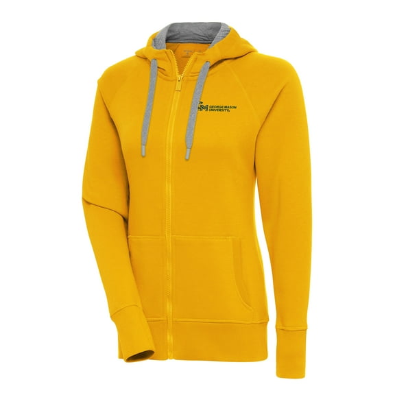 Women's Antigua Gold George Mason Patriots Victory Raglan Full-Zip Hoodie Jacket