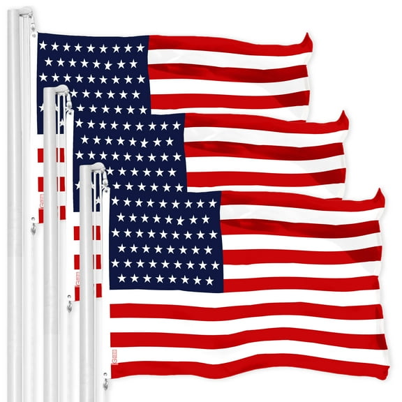 G128 3 Pack: American USA 51 Stars Flag | 3x5 Ft | LiteWeave Pro Series Printed 150D Polyester | Indoor/Outdoor, Vibrant Colors, Brass Grommets, Thicker and More Durable Than 100D 75D Polyester