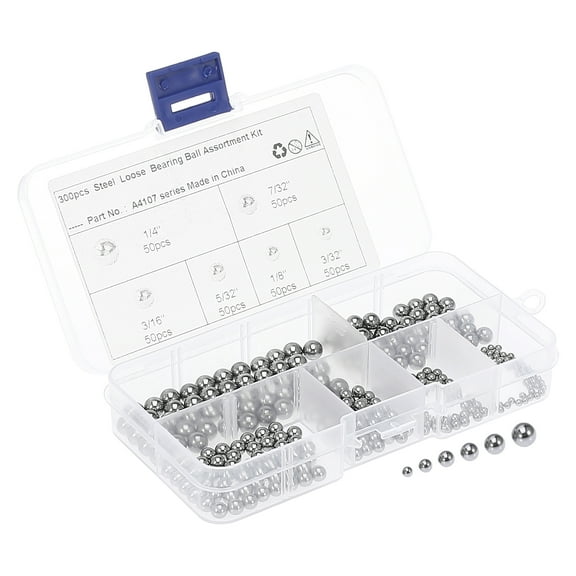 300pcs 6 Sizes Bicycle Bike Bearing Ball Chrome Steel Loose Precision Balls with Storage Box
