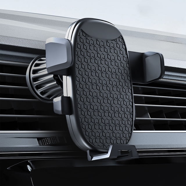 Soporte universal para teléfono con clip de bloqueo automático para rejilla de ventilación de coche | Rotación ajustable de 360° | Agarre de silicona antideslizante | Acceso al puerto de carga |